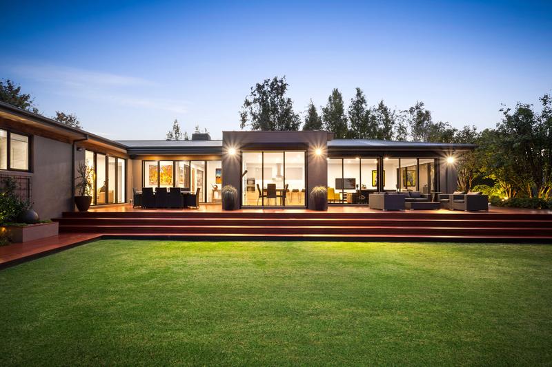 Rear elevation at dusk