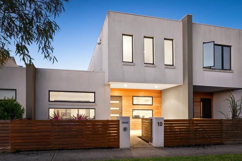 Modern townhouse, blue hour