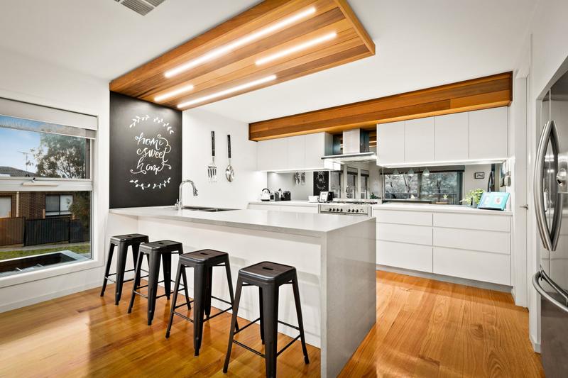 Kitchen and island