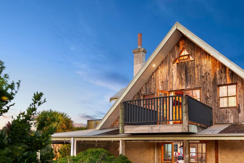 Country A-frame at dusk