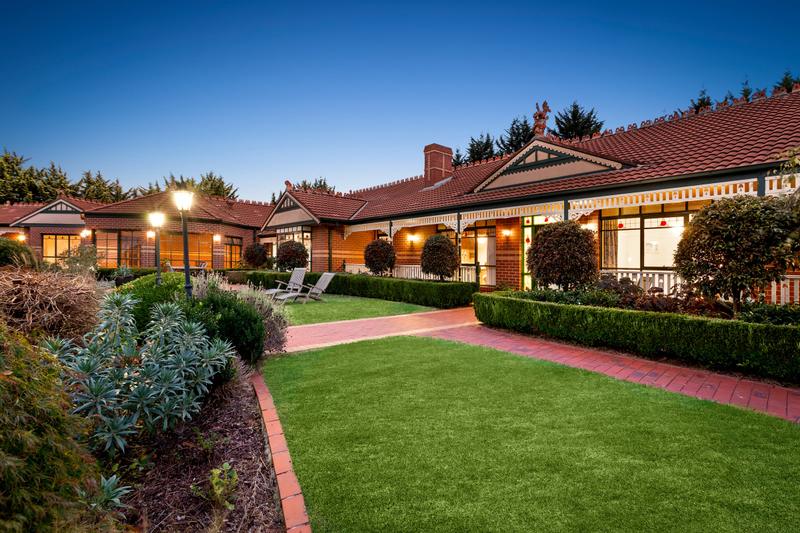Front garden at dusk