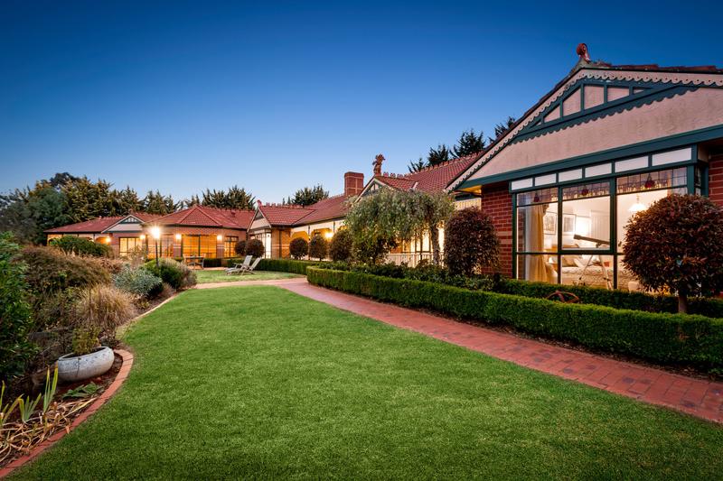 Garden and verandah at dusk